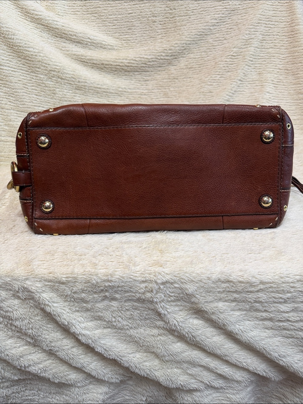 Coach Chestnut Brown Leather Satchel with Gold Hardware - Picture 7 of 8
